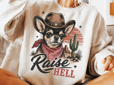 Raise hell png, Western sublimation Png, Cowboy Chihuahua Png, Funny western shirt design, Cowboy graphic Png, Country shirt print SVG DesignDestine 