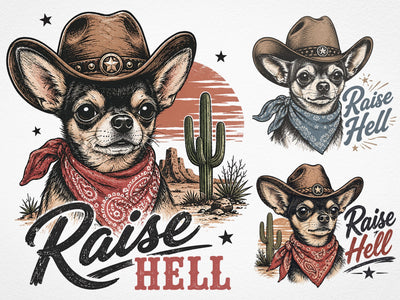 Raise hell png, Western sublimation Png, Cowboy Chihuahua Png, Funny western shirt design, Cowboy graphic Png, Country shirt print SVG DesignDestine 