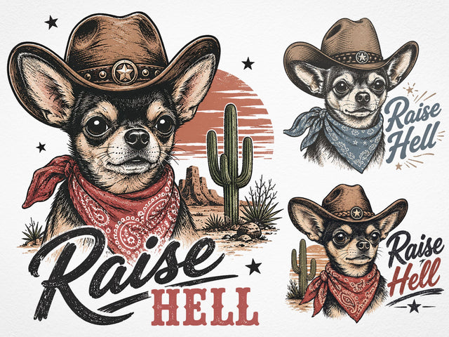 Raise hell png, Western sublimation Png, Cowboy Chihuahua Png, Funny western shirt design, Cowboy graphic Png, Country shirt print SVG DesignDestine 