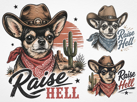 Raise hell png, Western sublimation Png, Cowboy Chihuahua Png, Funny western shirt design, Cowboy graphic Png, Country shirt print SVG DesignDestine 