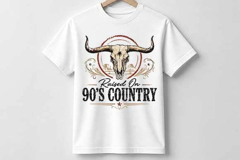 Raised On 90s Country PNG | Vintage Western Longhorn Digital Download SVG BillahCrafts 