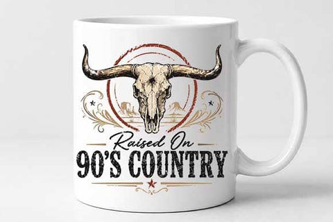 Raised On 90s Country PNG | Vintage Western Longhorn Digital Download SVG BillahCrafts 