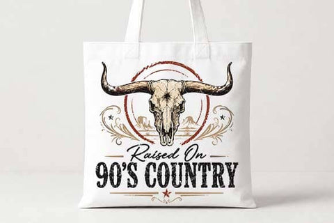 Raised On 90s Country PNG | Vintage Western Longhorn Digital Download SVG BillahCrafts 