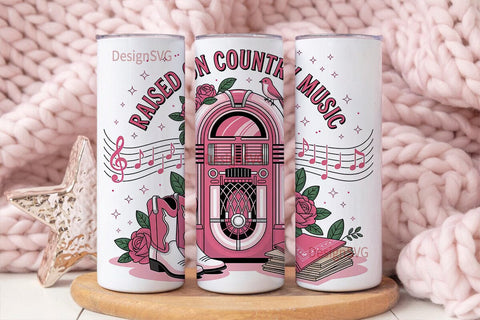 Raised on Country Music 20oz Tumbler Sublimation DesignSVG 