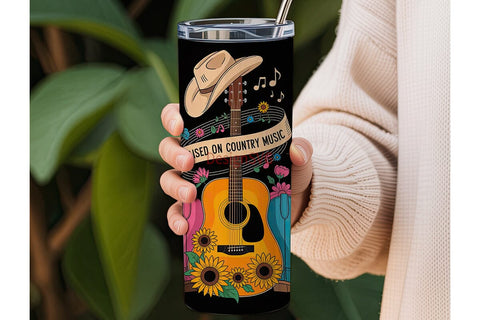 Raised on Country Music 20oz Tumbler Sublimation DesignSVG 