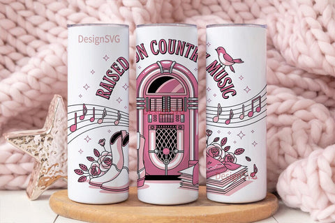 Raised on Country Music 20oz Tumbler Sublimation DesignSVG 