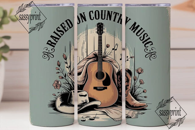 Raised on Country Music 20oz Tumbler Sublimation sassyprint 