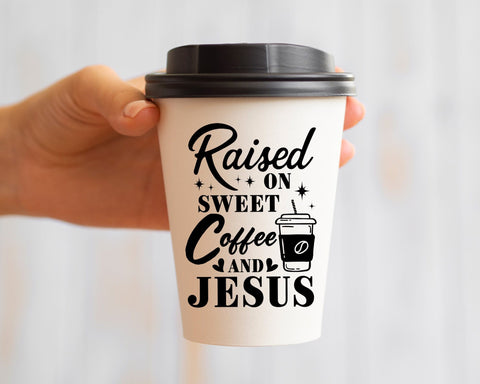 Raised On Sweet Coffee and Jesus Svg, Coffee Lover Gifts, Jesus Loves You, Christian Coffee Mug, Coffee Png, Svg Files for Cricut Silhouette SVG DesignDestine 