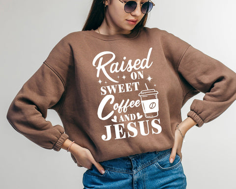 Raised On Sweet Coffee and Jesus Svg, Coffee Lover Gifts, Jesus Loves You, Christian Coffee Mug, Coffee Png, Svg Files for Cricut Silhouette SVG DesignDestine 