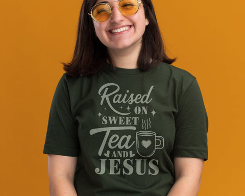 Raised On Sweet Tea and Jesus Svg, Tea Lover Gift, Love Like Jesus Shirt, Jesus Loves You, Svg Files for Cricut Silhouette, Instant Download SVG DesignDestine 