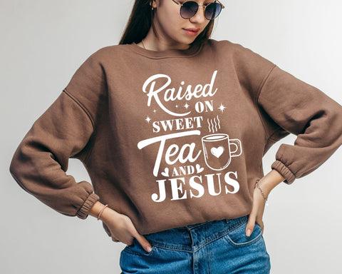 Raised On Sweet Tea and Jesus Svg, Tea Lover Gift, Love Like Jesus Shirt, Jesus Loves You, Svg Files for Cricut Silhouette, Instant Download SVG DesignDestine 