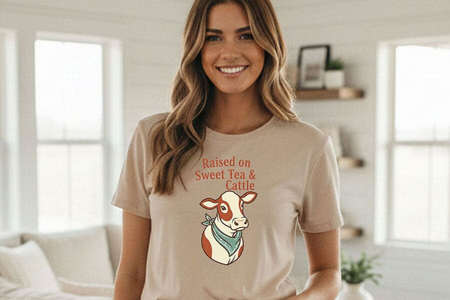 Raised on Sweet Tea & Cattle Png, Western Cowgirl Sublimation Design, Southern Country Girl Shirt Graphic, Farm Life Png, Ranch Wife Clipart SVG TiffsCraftyCreations 