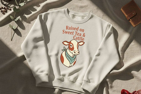 Raised on Sweet Tea & Cattle Png, Western Cowgirl Sublimation Design, Southern Country Girl Shirt Graphic, Farm Life Png, Ranch Wife Clipart SVG TiffsCraftyCreations 