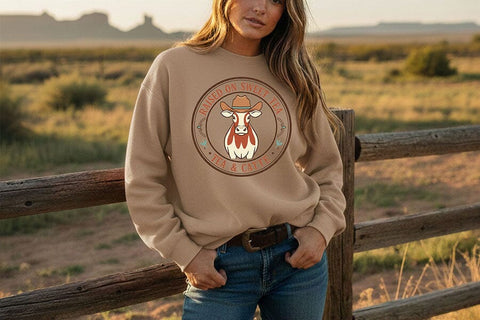 Raised on Sweet Tea Tea & Cattle Png, Western Cowgirl Badge Sublimation Design, Southern Country Girl Shirt Graphic, Ranch Life Cow Png SVG TiffsCraftyCreations 