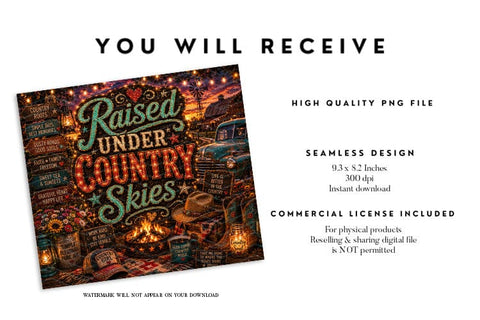 Raised Under Country Skies Tumbler Wrap Sublimation BijouBay 