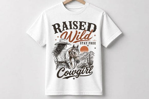 Raised Wild Stay Free Cowgirl PNG | Western Cowgirl Sublimation PNG SVG BillahCrafts 