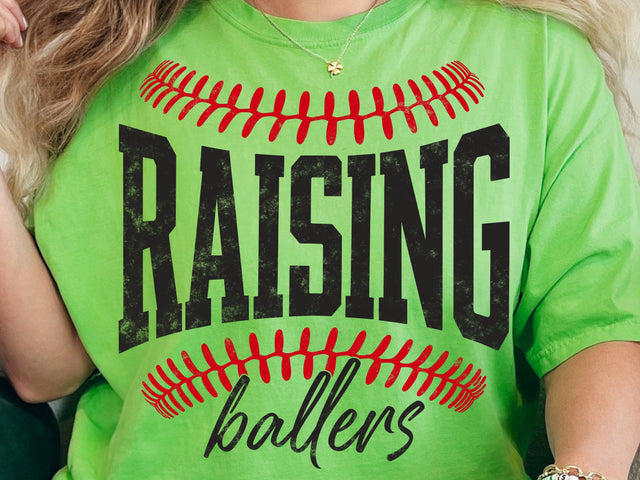 Raising Ballers Baseball SVG PNG Varsity Baseball Mama Back design Retro Game Day Vibes Mom Sports Team Softball Cheer Mom Shirt SVG DesignDestine 