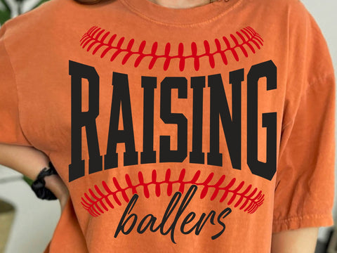 Raising Ballers Baseball SVG PNG Varsity Baseball Mama Back design Retro Game Day Vibes Mom Sports Team Softball Cheer Mom Shirt SVG DesignDestine 