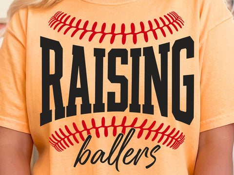 Raising Ballers Baseball SVG PNG Varsity Baseball Mama Back design Retro Game Day Vibes Mom Sports Team Softball Cheer Mom Shirt SVG DesignDestine 