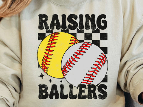 Raising Ballers Svg, Baseball Svg, Softball T-shirt, Mama Of Both, Gift For Mom SVG DesignDestine 