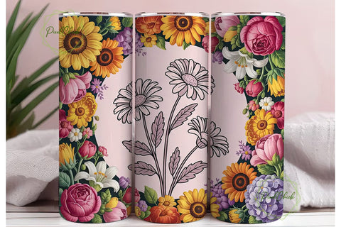 Raising Wildflowers 20oz Tumbler Wrap Sublimation PixelChick 