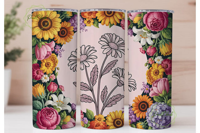 Raising Wildflowers 20oz Tumbler Wrap Sublimation PixelChick 