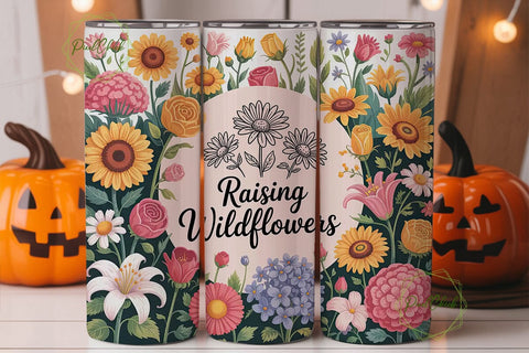 Raising Wildflowers 20oz Tumbler Wrap Sublimation PixelChick 