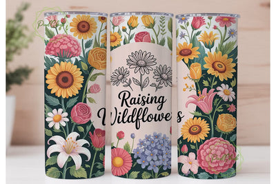 Raising Wildflowers 20oz Tumbler Wrap Sublimation PixelChick 