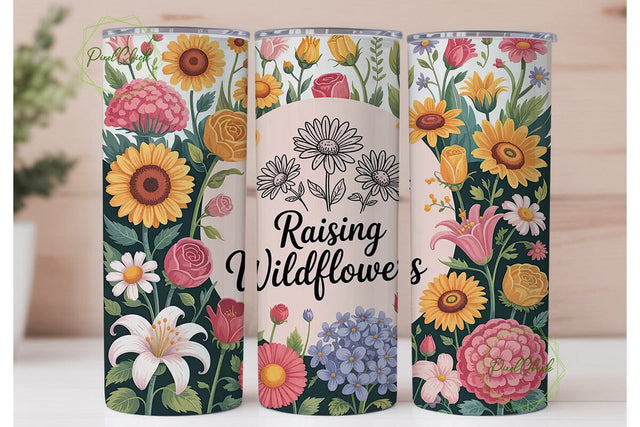 Raising Wildflowers 20oz Tumbler Wrap Sublimation PixelChick 