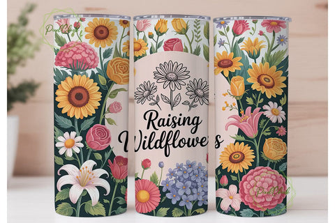 Raising Wildflowers 20oz Tumbler Wrap Sublimation PixelChick 