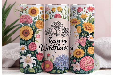 Raising Wildflowers 20oz Tumbler Wrap Sublimation PixelChick 