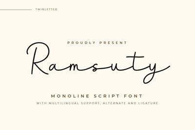 Ramsuty - Script Monoline Font Font twinletter 