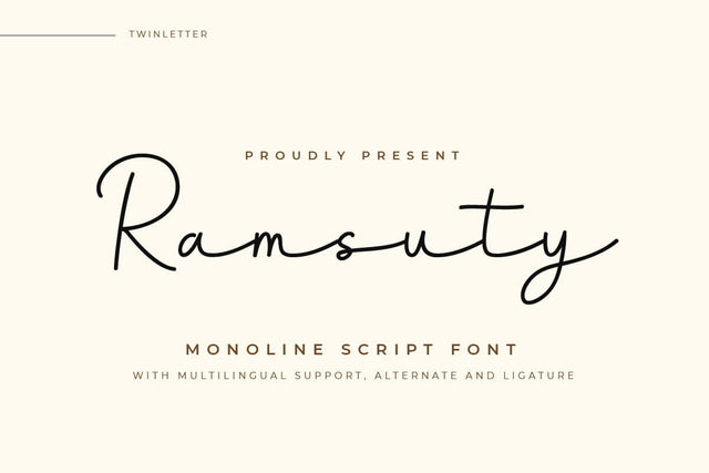 Ramsuty - Script Monoline Font Font twinletter 