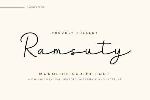 Ramsuty - Script Monoline Font Font twinletter 