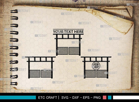 Ranch Gate Monogram, Ranch Gate Silhouette, Ranch Gate SVG, Ranch Entrance Svg, Ranch Fencing Svg, Farm Fence Svg, Gate Svg, SB00559 SVG ETC Craft 