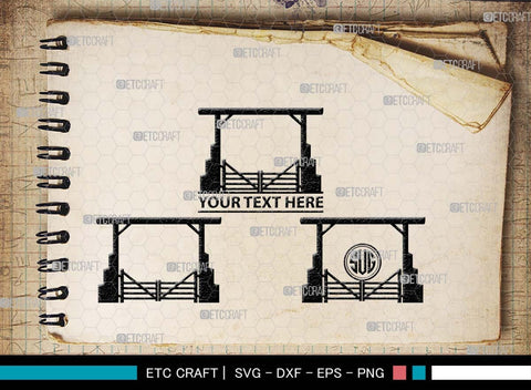 Ranch Gate Monogram, Ranch Gate Silhouette, Ranch Gate SVG, Ranch Entrance Svg, Ranch Fencing Svg, Farm Fence Svg, Gate Svg, SB00559 SVG ETC Craft 