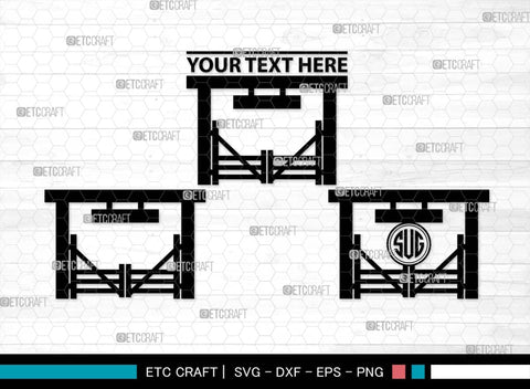 Ranch Gate Monogram, Ranch Gate Silhouette, Ranch Gate SVG, Ranch Entrance Svg, Ranch Fencing Svg, Farm Fence Svg, Gate Svg, SB00559 SVG ETC Craft 