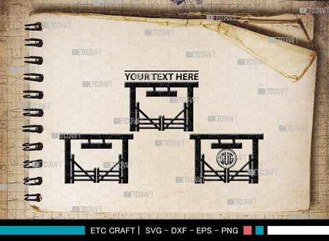 Ranch Gate Monogram, Ranch Gate Silhouette, Ranch Gate SVG, Ranch Entrance Svg, Ranch Fencing Svg, Farm Fence Svg, Gate Svg, SB00559 SVG ETC Craft 