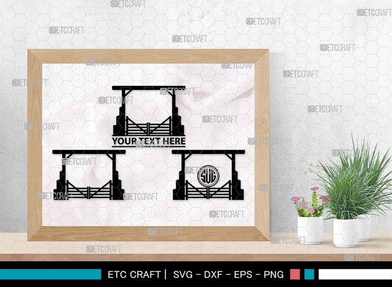 Pink Ranch Sign Svg Ranch Gate Monogram, Ranch Gate Silhouette, Ranch Gate SVG, Ranch ...