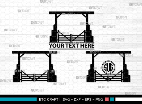 Ranch Gate Monogram, Ranch Gate Silhouette, Ranch Gate SVG, Ranch Entrance Svg, Ranch Fencing Svg, Farm Fence Svg, Gate Svg, SB00559 SVG ETC Craft 