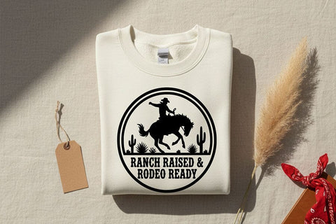 Ranch Raised Rodeo Ready Svg, Western Cowgirl Svg, Rodeo Girl Shirt Svg, Country Girl Svg, Western Quote Svg, Ranch Life Cricut File SVG TiffsCraftyCreations 