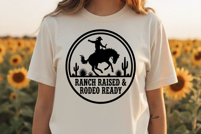 Ranch Raised Rodeo Ready Svg, Western Cowgirl Svg, Rodeo Girl Shirt Svg, Country Girl Svg, Western Quote Svg, Ranch Life Cricut File SVG TiffsCraftyCreations 