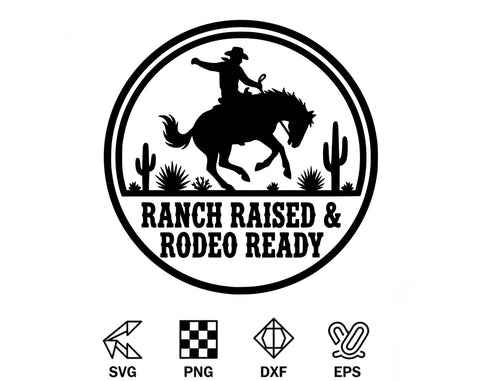 Ranch Raised Rodeo Ready Svg, Western Cowgirl Svg, Rodeo Girl Shirt Svg, Country Girl Svg, Western Quote Svg, Ranch Life Cricut File SVG TiffsCraftyCreations 