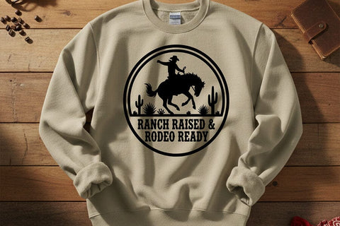 Ranch Raised Rodeo Ready Svg, Western Cowgirl Svg, Rodeo Girl Shirt Svg, Country Girl Svg, Western Quote Svg, Ranch Life Cricut File SVG TiffsCraftyCreations 