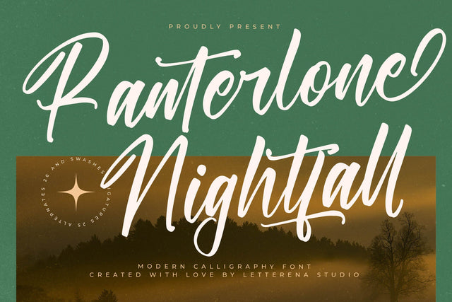 Ranterlone Nightfall - Modern Calligraphy Font Font Letterena Studios 