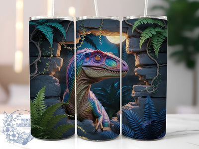 Raptor Dinosaur 20oz Tumbler, Prehistoric Lovers Sublimation PNG, Jurassic Dinosaur Design, 20oz Dino Wrap, Fierce Raptor PNG, Artistic Dinosaur Tumbler, Fantasy Dino Sublimation Sublimation ToriDesigns 