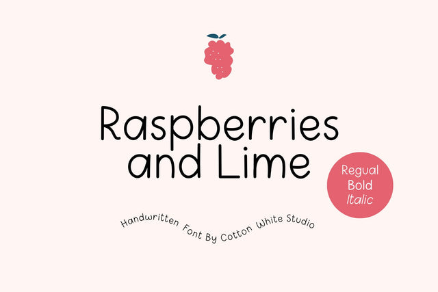 Raspberries and Lime Font Cotton White Studio 