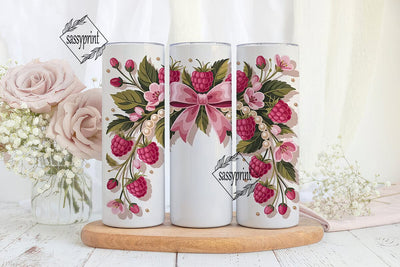 Raspberry Pearl Bow 20oz Tumbler Wrap Sublimation sassyprint 