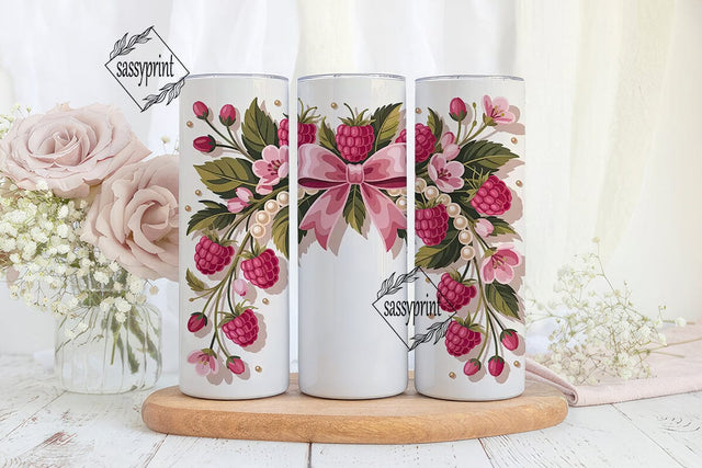 Raspberry Pearl Bow 20oz Tumbler Wrap Sublimation sassyprint 