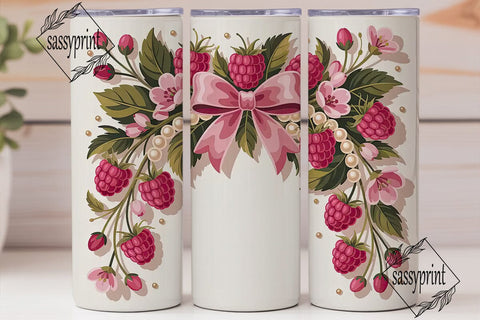 Raspberry Pearl Bow 20oz Tumbler Wrap Sublimation sassyprint 